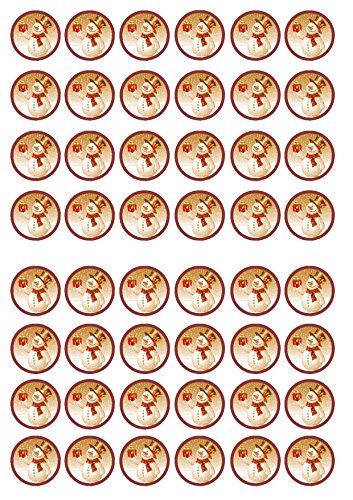Cupcake-Topper, Motiv: Schneemann #4, essbar, besonders dick, gesüßt, Vanillegeschmack, 48 Stück von Cian's Cupcake Toppers Ltd
