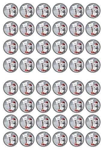 Cupcake-Topper, Motiv: Schneemann #5, essbar, besonders dick, gesüßt, Vanillegeschmack, 48 Stück von Cian's Cupcake Toppers Ltd