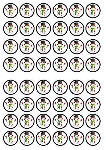 Cupcake-Topper, Motiv: Schneemann Nr. 1, essbar, besonders dick, gesüßt, Vanillegeschmack, 48 Stück von Cian's Cupcake Toppers Ltd