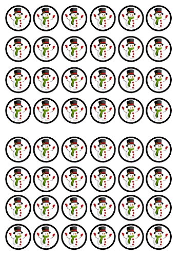 Cupcake-Topper, Motiv: Schneemann Nr. 1, essbar, besonders dick, gesüßt, Vanillegeschmack, 48 Stück von Cian's Cupcake Toppers Ltd