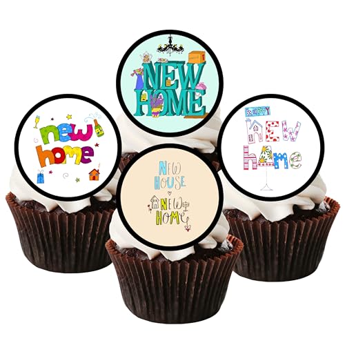 Cupcake-Topper / Törtchen- / Kuchendekoration, Oblatenpapier, gesüßt, Vanillegeschmack, essbare Waffel / Reispapier, Design New Home Cupcake-Topper / Törtchen- / Kuchendekoration, Oblatenpapier, gesüßt, Vanillegeschmack, essbare Waffel / Reispapier, Design New Home von Cian's Cupcake Toppers Ltd
