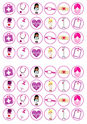 Essbare Cupcake-Aufsätze, Motiv: Krankenschwestern, Ärzte, Krankenhaus-Scheiben, 48 Stück, Pink von Cian's Cupcake Toppers Ltd