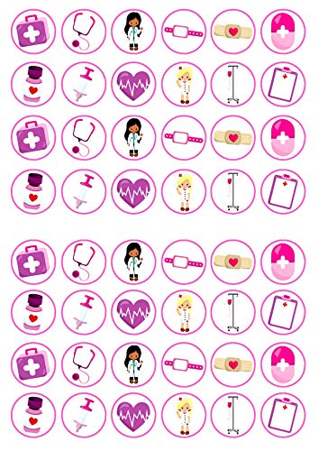 Essbare Cupcake-Aufsätze, Motiv: Krankenschwestern, Ärzte, Krankenhaus-Scheiben, 48 Stück, Pink Essbare Cupcake-Aufsätze, Motiv: Krankenschwestern, Ärzte, Krankenhaus-Scheiben, 48 Stück, Pink von Cian's Cupcake Toppers Ltd