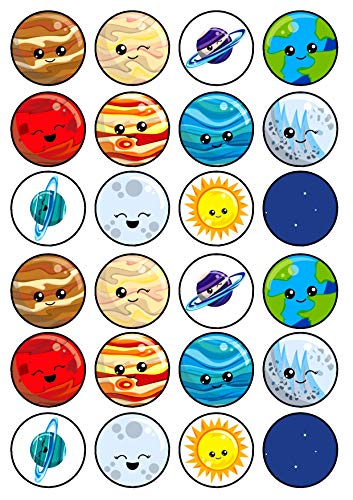 Essbare Cupcake-Aufsätze, Motiv: Weltraum, 24 Stück Essbare Cupcake-Aufsätze, Motiv: Weltraum, 24 Stück von Cian's Cupcake Toppers Ltd