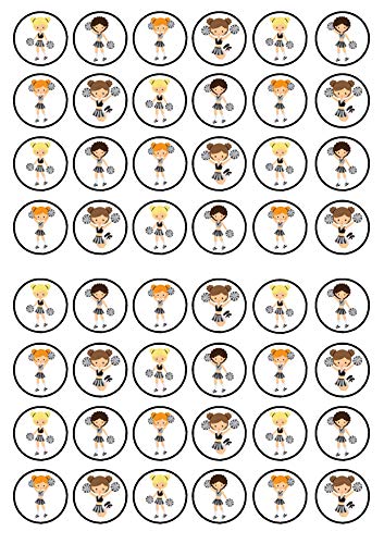 Essbare Cupcake-Dekoration, Motiv: Cheerleader Pom Cheer Girls #1, stehend, Kuchendekoration, 48 Stück Essbare Cupcake-Dekoration, Motiv: Cheerleader Pom Cheer Girls #1, stehend, Kuchendekoration, 48 Stück von Cian's Cupcake Toppers Ltd