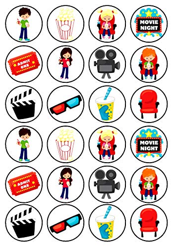Essbare Cupcake-Dekoration, Motiv: Filmabend, 24 Stück Essbare Cupcake-Dekoration, Motiv: Filmabend, 24 Stück von Cian's Cupcake Toppers Ltd