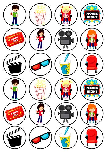 Essbare Cupcake-Dekoration, Motiv: Filmabend, 24 Stück von Cian's Cupcake Toppers Ltd