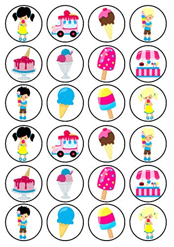 Essbare Cupcake-Dekoration mit Eiscreme-Motiv, 24 Stück von Cian's Cupcake Toppers Ltd