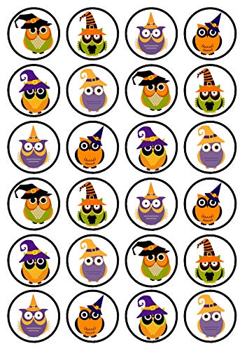 Essbare Cupcake-Dekoration mit Halloween-Eulen-Motiv, 24 Stück von Cian's Cupcake Toppers Ltd