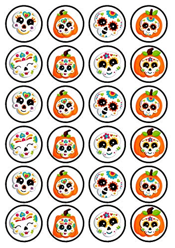 Essbare Cupcake-Dekoration mit Halloween-Totenköpfen, 24 Stück von Cian's Cupcake Toppers Ltd