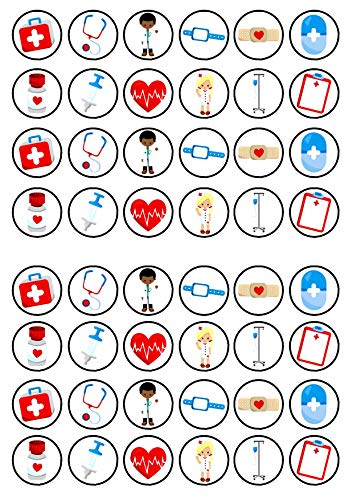 Essbare Cupcake-Topper, Motiv: Krankenschwestern, Ärzte, Krankenhaus, Nr. 5, 48 Stück Essbare Cupcake-Topper, Motiv: Krankenschwestern, Ärzte, Krankenhaus, Nr. 5, 48 Stück von Cian's Cupcake Toppers Ltd