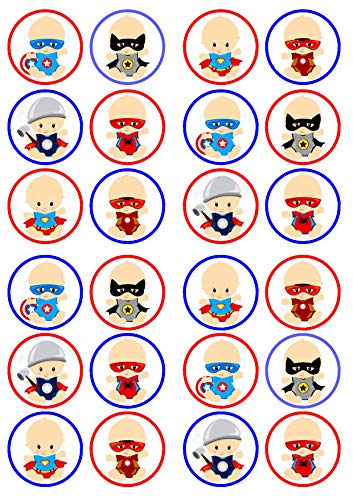 Essbare Cupcake-Topper mit Aufschrift "Baby Superhelden", 24 Stück von Cian's Cupcake Toppers Ltd