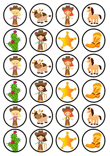 Essbare Cupcake-Topper mit Cowgirl-Motiv, 24 Stück von Cian's Cupcake Toppers Ltd