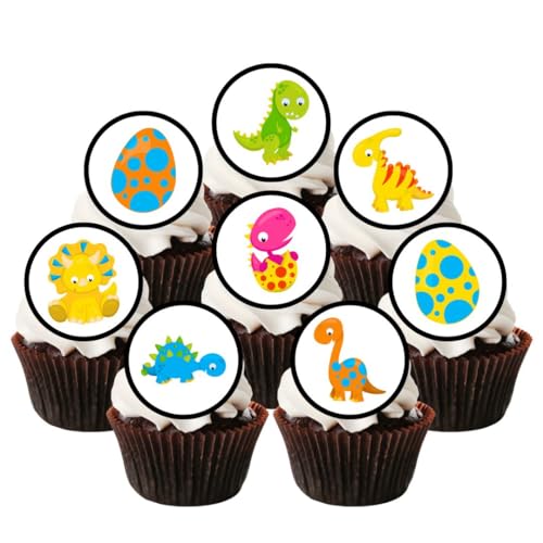 Essbare Cupcake-Topper mit Dinosaurier-Motiv, zum Aufstellen, 24 Stück von Cian's Cupcake Toppers Ltd