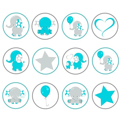 Essbare Cupcake-Topper mit Elefantenmotiv und Aufschrift "Baby Boy", 24 Stück Essbare Cupcake-Topper mit Elefantenmotiv und Aufschrift "Baby Boy", 24 Stück von Cian's Cupcake Toppers Ltd