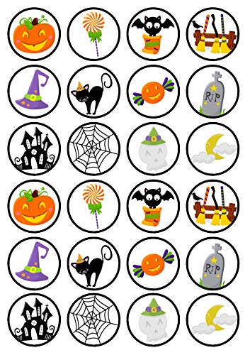 Essbare Cupcake-Topper mit Halloween-Motiv, zum Aufstellen, 24 Stück Essbare Cupcake-Topper mit Halloween-Motiv, zum Aufstellen, 24 Stück von Cian's Cupcake Toppers Ltd