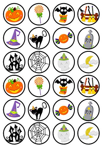 Essbare Cupcake-Topper mit Halloween-Motiv, zum Aufstellen, 24 Stück von Cian's Cupcake Toppers Ltd