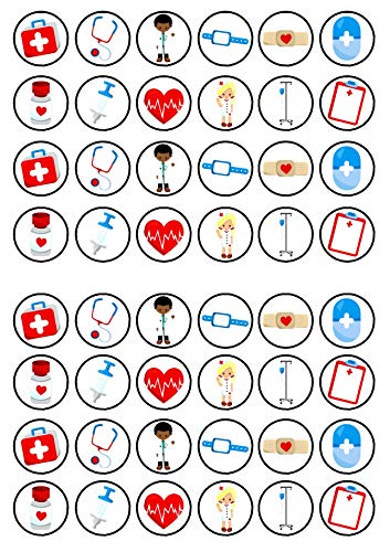 Essbare Cupcake-Topper mit Krankenschwestern, Ärzte, Krankenhaus-Scheiben, Mix, 48 Stück von Cian's Cupcake Toppers Ltd
