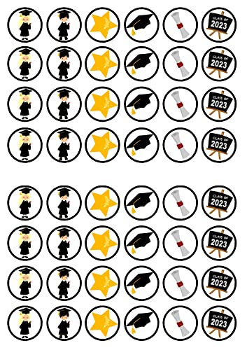 Essbare Cupcake-Topper zum Schulabschluss, Oblaten, Mini-Cupcake-Dekorationen, 48 Stück von Cian's Cupcake Toppers Ltd