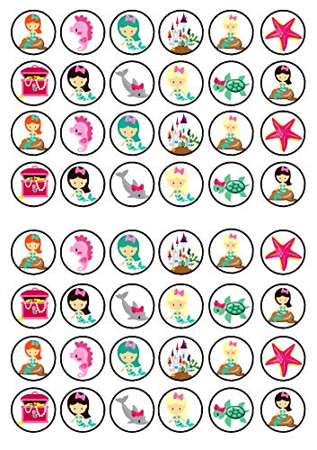 Essbare Kuchendekoration mit Meerjungfrauen-Motiv #2, zum Aufstellen, 48 Stück von Cian's Cupcake Toppers Ltd