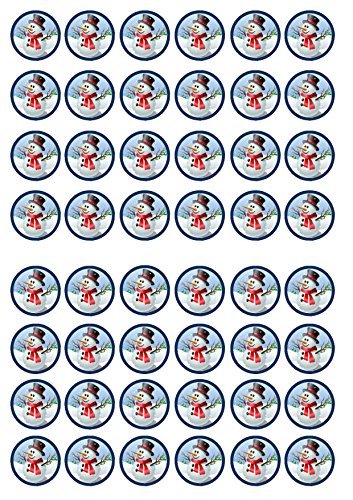 Essbare Kuchendekoration mit Schneemann-Motiv, hochwertig, gesüßt, Vanille, Oblaten, Reispapier, 48 Stück von Cian's Cupcake Toppers Ltd