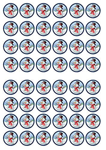Essbare Kuchendekoration mit Schneemann-Motiv, hochwertig, gesüßt, Vanille, Oblaten, Reispapier, 48 Stück von Cian's Cupcake Toppers Ltd
