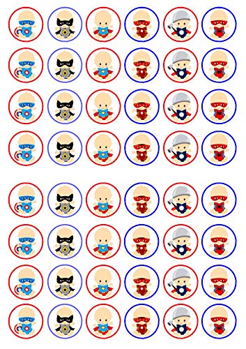 Essbare Mini-Cupcake-Topper mit Superhelden-Motiv, 48 Stück von Cian's Cupcake Toppers Ltd