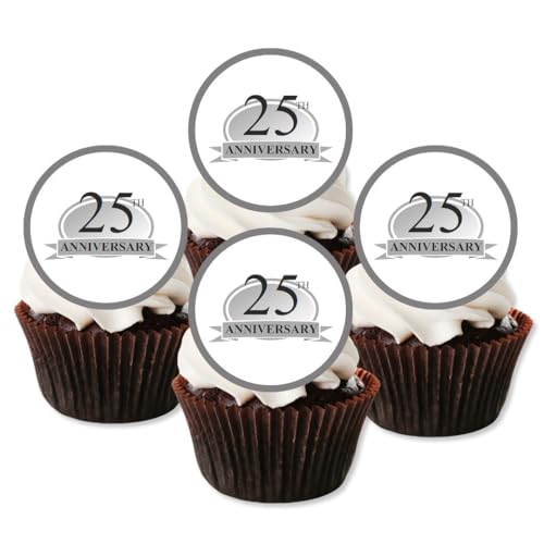 Essbare Oblaten PREMIUM Silberhochzeit 25 Reispapier 24 x 4,5 cm Cupcake Topper/Dekoration Essbare Oblaten PREMIUM Silberhochzeit 25 Reispapier 24 x 4,5 cm Cupcake Topper/Dekoration von Cian's Cupcake Toppers Ltd