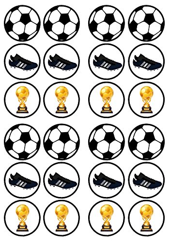 Football #2, Fußball, Essbare PREMIUM Dicke GEZUCKERTE Vanille, Wafer Reispapier Cupcake Toppers/Dekorationen von Cian's Cupcake Toppers Ltd