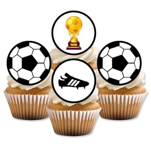 Football #2, Fußball, Essbare PREMIUM Dicke GEZUCKERTE Vanille, Wafer Reispapier Cupcake Toppers/Dekorationen von Cian's Cupcake Toppers Ltd