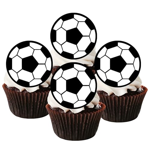 Football Soccer Theme Edible PREMIUM THICKNESS SWEETENED VANILLA, Wafer Rice Paper Cupcake Toppers/Decorations by Cian's Cupcake Toppers Ltd von Cian's Cupcake Toppers Ltd