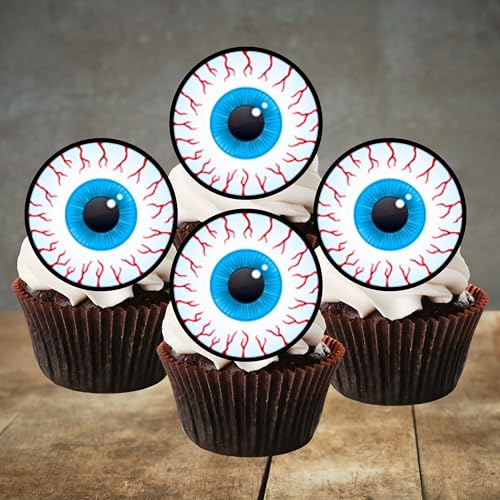 Halloween Eyeball Edible PREMIUM THICKNESS SWEETENED VANILLA, Wafer Rice Paper Cupcake Toppers/Decorations by Cian's Cupcake Toppers Ltd von Cian's Cupcake Toppers Ltd