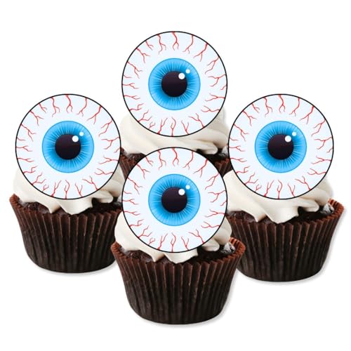 Halloween Eyeball Edible PREMIUM THICKNESS SWEETENED VANILLA, Wafer Rice Paper Cupcake Toppers/Decorations by Cian's Cupcake Toppers Ltd von Cian's Cupcake Toppers Ltd