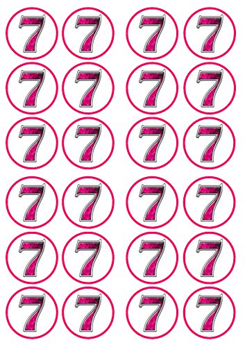 Pink Number 7, Rosa Anzahl 7, Essbare PREMIUM Dicke GEZUCKERTE Vanille, Wafer Reispapier Cupcake Toppers/Dekorationen von Cian's Cupcake Toppers Ltd