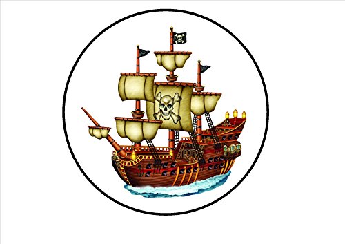 Pirate Ship/Boat Edible Premium Stärke Sweetened Vanilla, – Wafer Rice Paper Cake Topper/Decoration von Cian's Cupcake Toppers Ltd