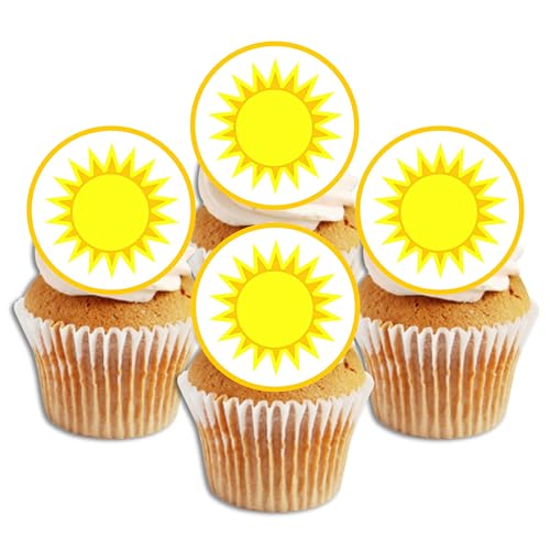 Sun Sunshine Edible PREMIUM THICKNESS SWEETENED VANILLA, Wafer Rice Paper Cupcake Toppers/Decorations by Cian's Cupcake Toppers Ltd von Cian's Cupcake Toppers Ltd