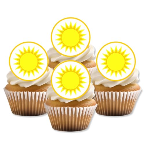 Sun Sunshine Edible PREMIUM THICKNESS SWEETENED VANILLA, Wafer Rice Paper Cupcake Toppers/Decorations by Cian's Cupcake Toppers Ltd von Cian's Cupcake Toppers Ltd