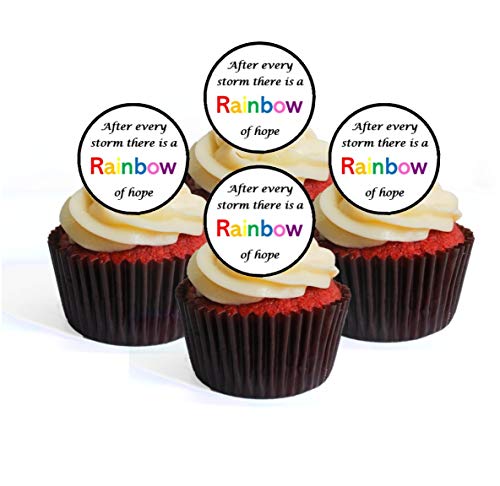 Essbare Cupcake-Aufsätze, Regenbogenfarben, nach dem Sturm, 24 Stück von Cians Cupcake Toppers Ltd