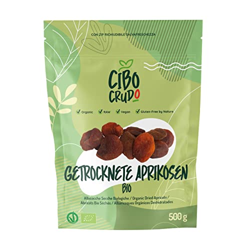 Bio Getrocknete Aprikosen - 500g. Ungeschwefelt und Ungezuckert Getrocknet Aprikose. Getrocknete Bio Früchte Weich. Dried Apricot. von CIBO CRUDO crudo biologico vegan