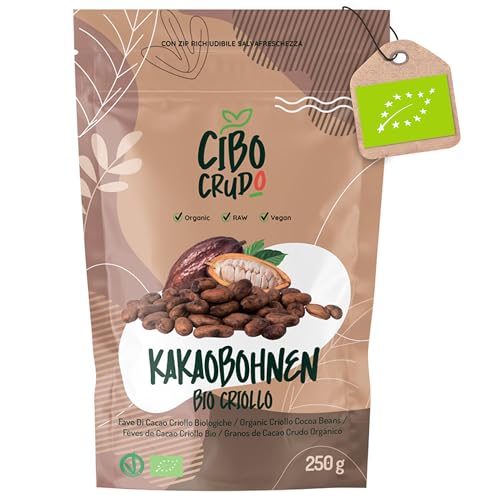 Kakaobohnen Roh Bio - 250g. Rohe Kakaobohnen Ungeröstet zum Essen aus Peru. Raw Cacao Beans Kakao Bohne Ganze Sorte Criollo. Bbiologischer Anbau. von CIBO CRUDO crudo biologico vegan