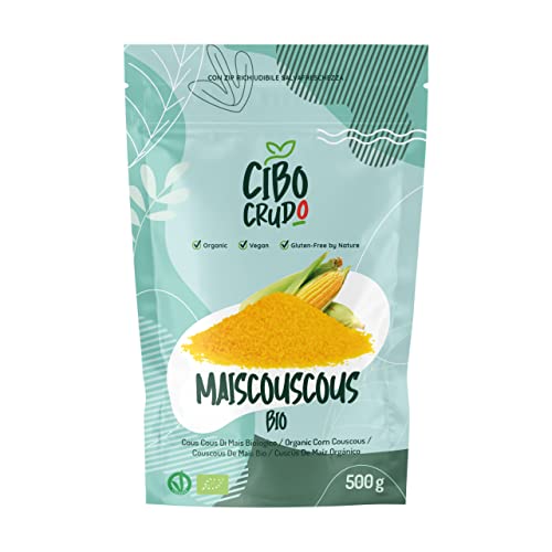 Mais CousCous Bio aus Biologischem Anbau - 500g. Natürlich Glutenfrei. Enthält Komplexe Kohlenhydrate Ballaststoffe und B-Vitamine. Cholesterinfrei und Fettarm. von CIBO CRUDO crudo biologico vegan