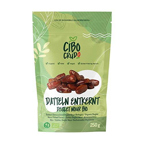 Entsteinte Datteln Deglet Nour Bio - 250g. Natürliche Bio Deglet Nour getrocknete Datteln. Dehydrierte Datteln. von CIBO CRUDO crudo biologico vegan