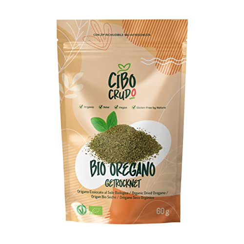 Italienischer Oregano Getrocknet Bio - Premium Qualität - 60g. Sonnengetrockneter Oregano Gewürz aus Biologischem Anbau. Origano Siciliano. von CIBO CRUDO crudo biologico vegan