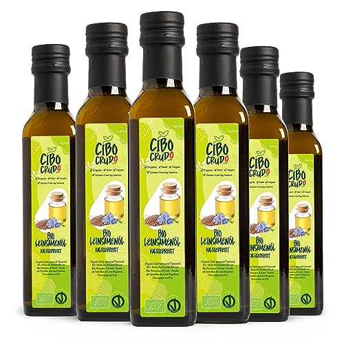 Leinöl Bio Kaltgepresst und Rein - 250ml x6. Leinsamenöl Bio Reich an Ungesättigte Omega 3 Fettsäuren Antioxidantien und Kalzium. Organic Flaxseed Oil. Leinöl Bio Kaltgepresst und Rein - 250ml x6. Leinsamenöl Bio Reich an Ungesättigte Omega 3 Fettsäuren Antioxidantien und Kalzium. Organic Flaxseed Oil. von CIBO CRUDO crudo biologico vegan