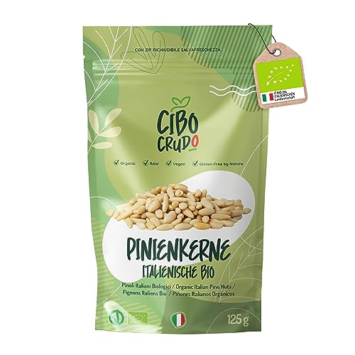 Pinienkerne Bio - 125g. Italienische Pinienkerne Geschält Premium Qualität. Pine Nuts. Reich an Mineralsalzen und Vitaminen. von CIBO CRUDO crudo biologico vegan