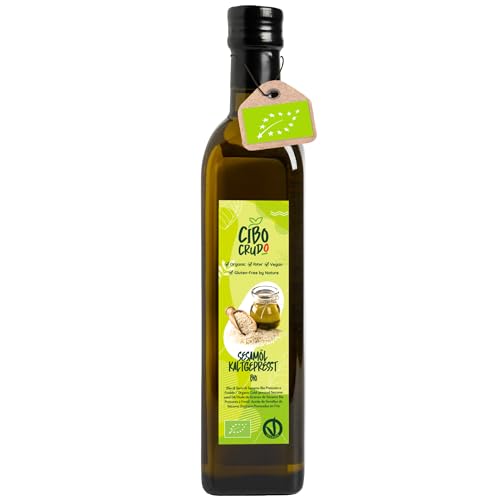 Sesamöl Bio Kaltgepresst und Ungeröstet - 500ml. Sesam öl zum Essen Massage oder Ayurveda. Speiseöl Natürlich und Rein. von CIBO CRUDO crudo biologico vegan