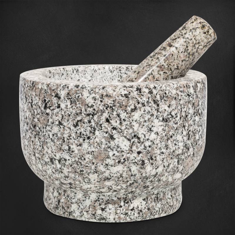 Granit-Mörser & Stößel Atlas, 5,5 kg, weiß-grau von Cilio