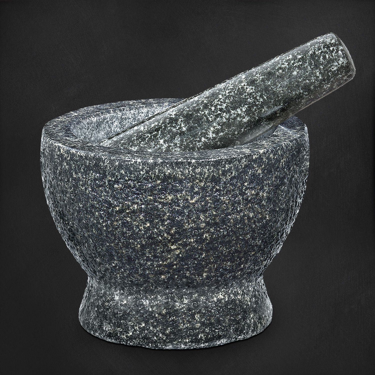Granit-Mörser & Stößel David, 2,6 kg, schwarz-grau von Cilio