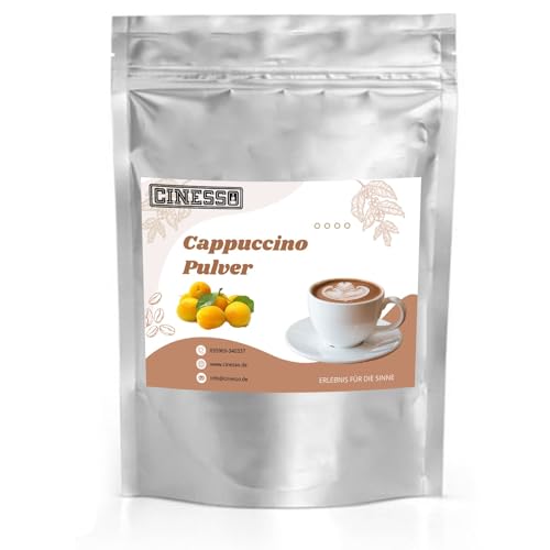 Cinesso Aprikose Cappuccino Pulver 1 Kg, Fruchtiger Kaffeegenuss, aromatisiert, Kaffeekreationen, verschiedene Variationen, Geschmacksintensiv, für Zuhause von Cinesso