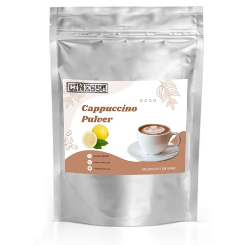 Cinesso Zitrone Cappuccino Pulver 1 Kg, Fruchtiger Kaffeegenuss, aromatisiert, Kaffeekreationen, verschiedene Variationen, Geschmacksintensiv, für Zuhause von Cinesso